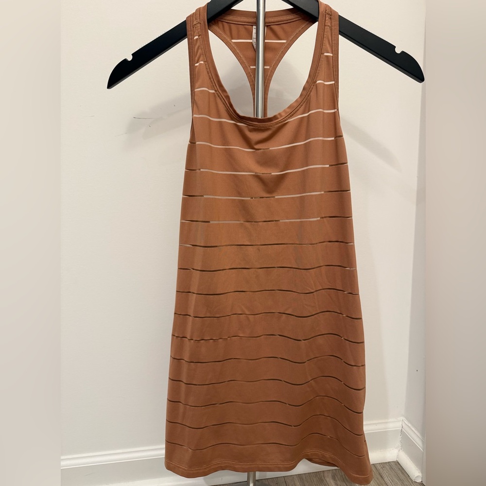 Athleta Tan and White Striped Tanktop
